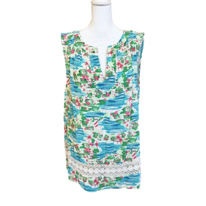 Crown & Ivy Curvy, Sleeveless Shirt w/Lace trim, Vibrant colors, V- Neck size 1X